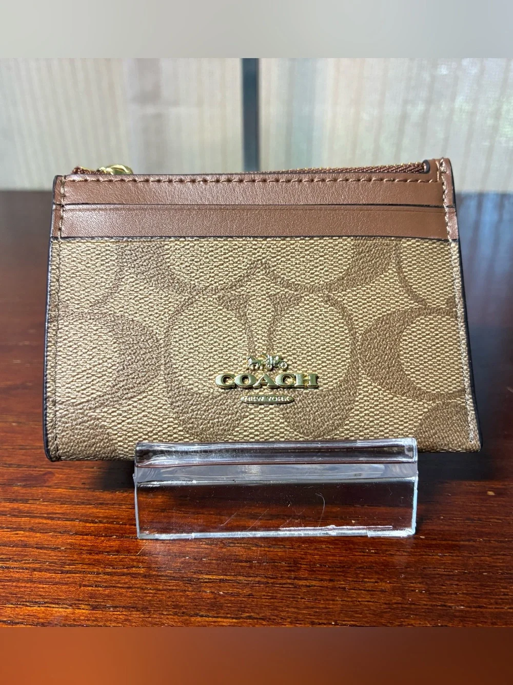 Coach Brown Signature Canvas Card Holder